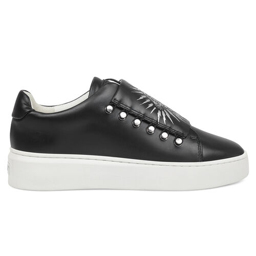 LEATHER UPPER WITH PRINT AND ELASTIC FASTENING LOW TOP SNEAKER