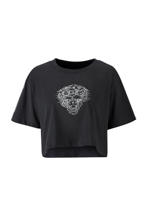 TIGER GLOW CROP TOP BLACK