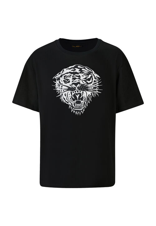 TIGER-GLOW T-SHIRT BLACK Negro/Gris M