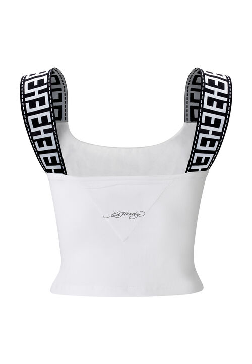 TIGER GLOW TAPE CROP TANK TOP WHITE